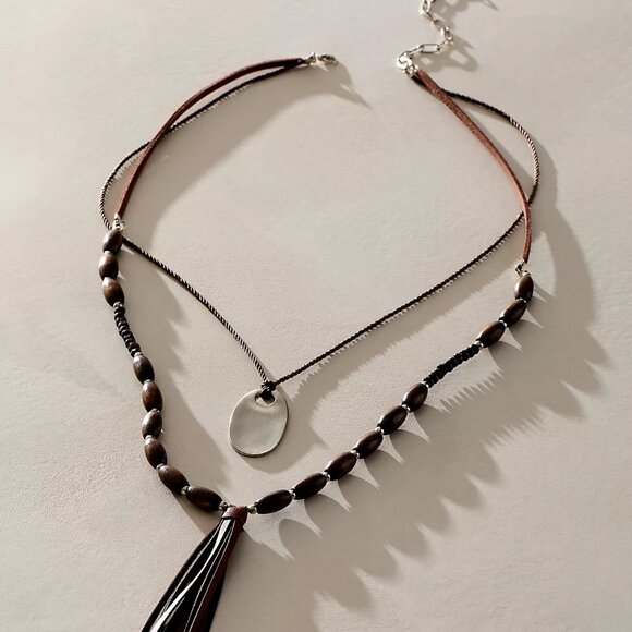 Lottie Long Layer Necklace Chocolate - Picture 2 of 5